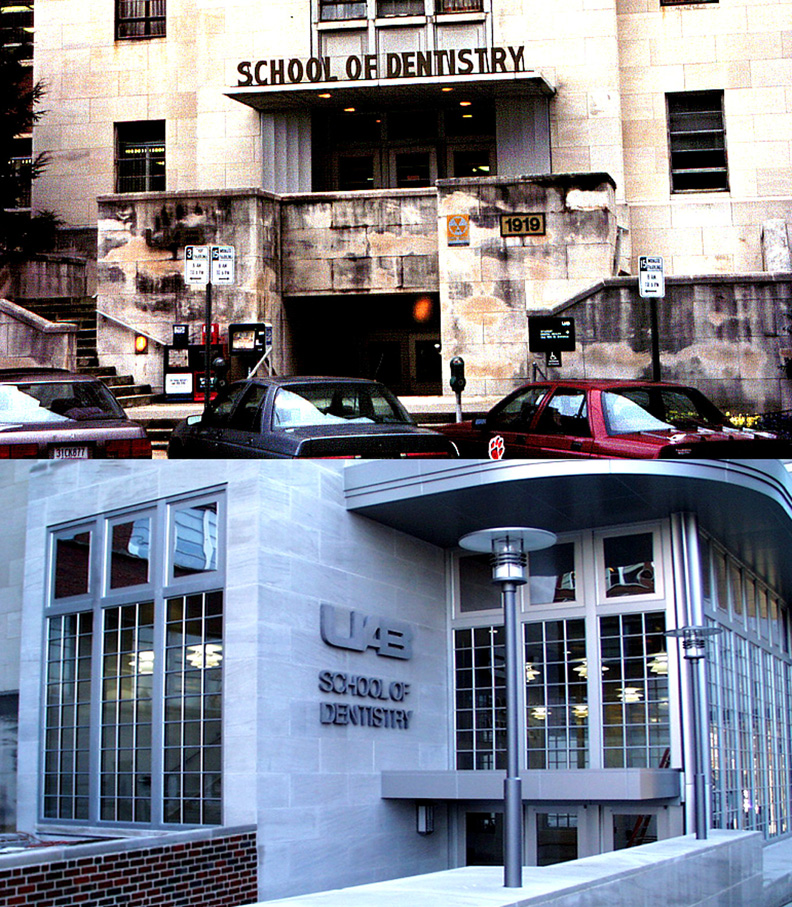 Before and after renovations of the UAB School of Dentistry