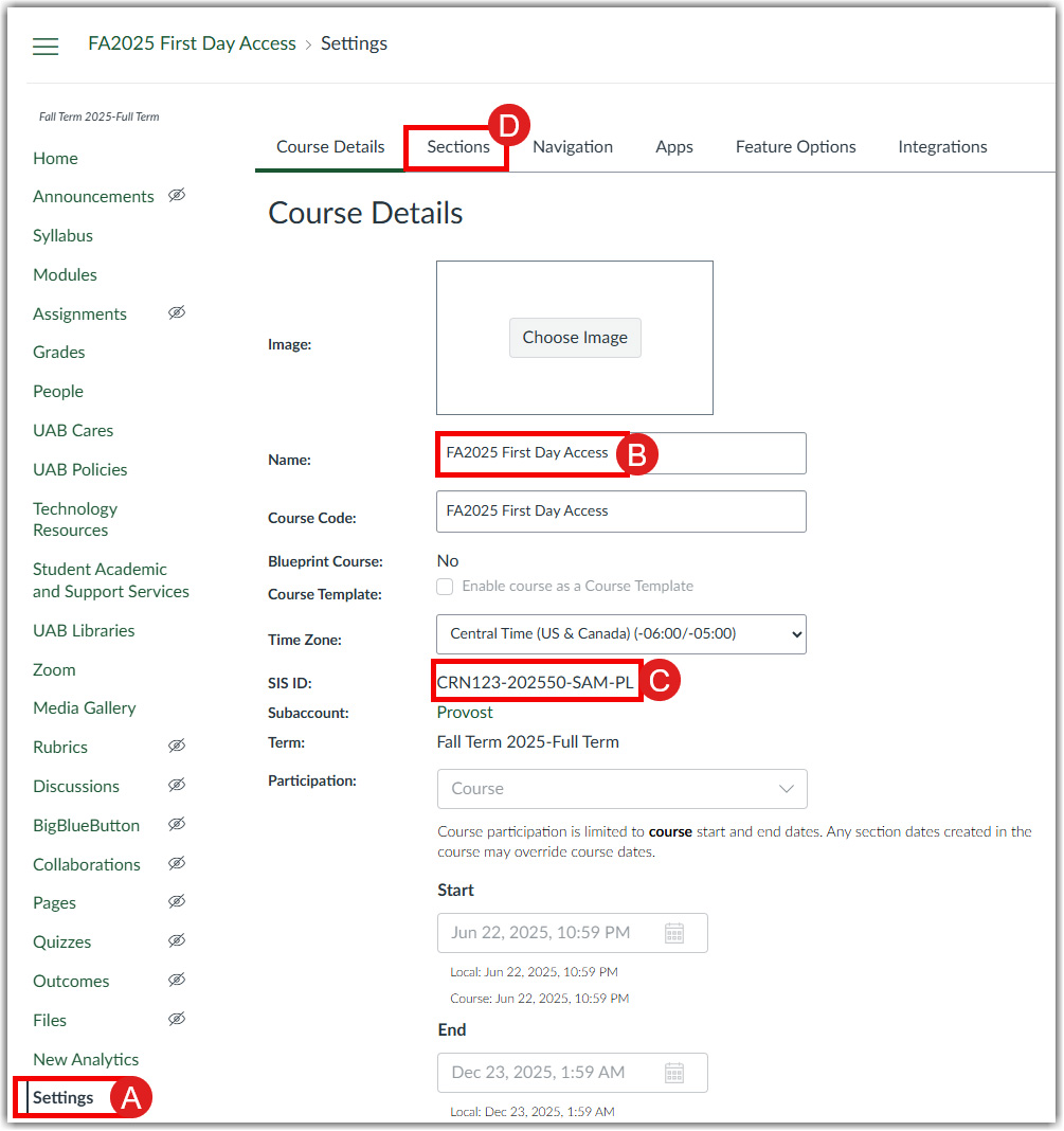 First Day Access course identifiers