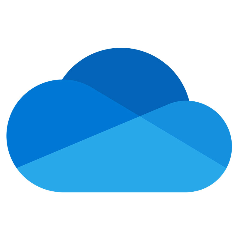  Microsoft OneDrive logo - a cloud graphic in 4 shades of blue. 