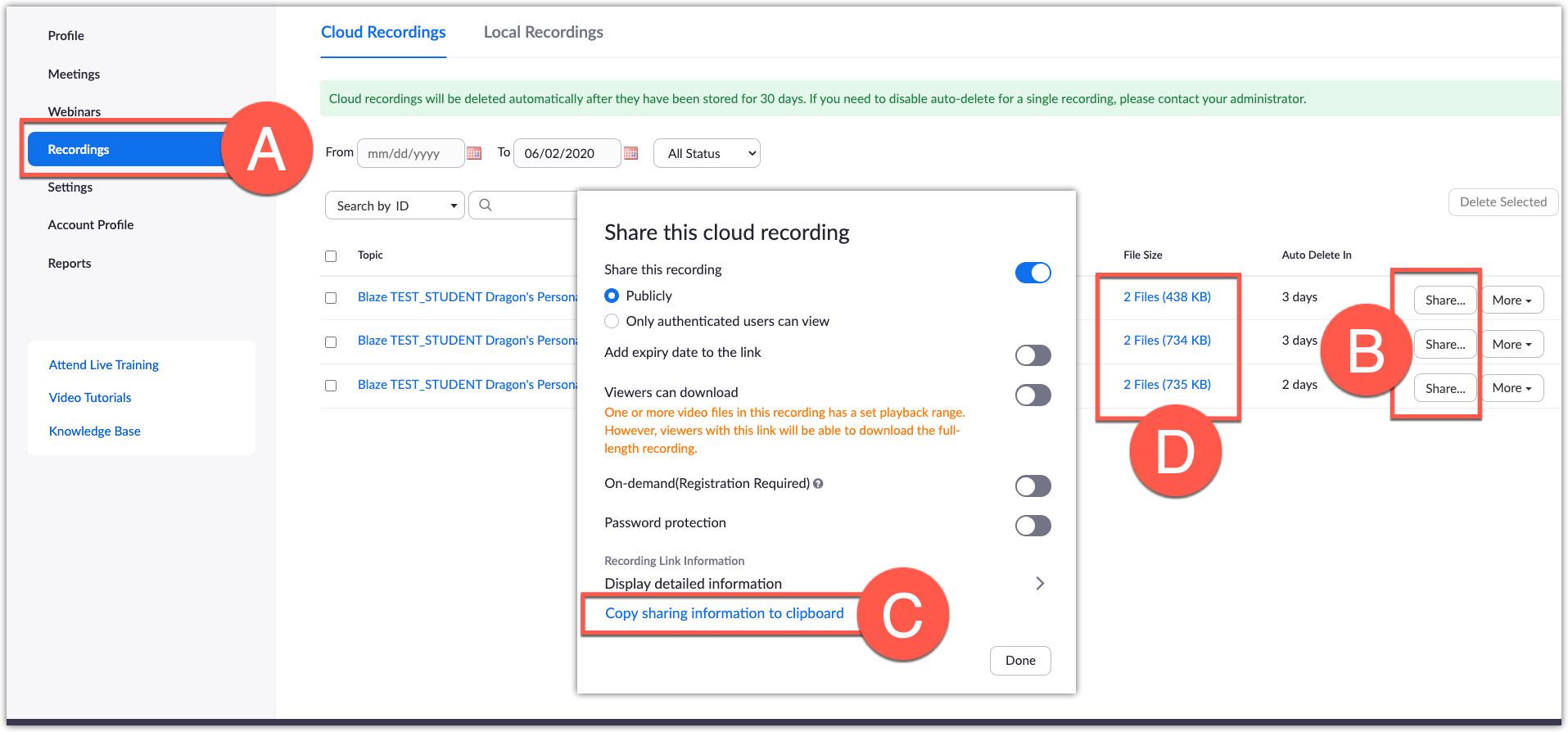 share cloud recording