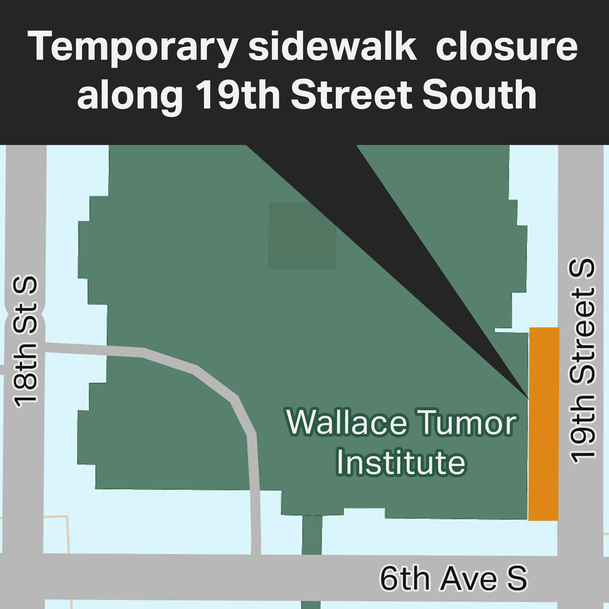 Sidewalk along 19th Street South to close for sewer line repairs 