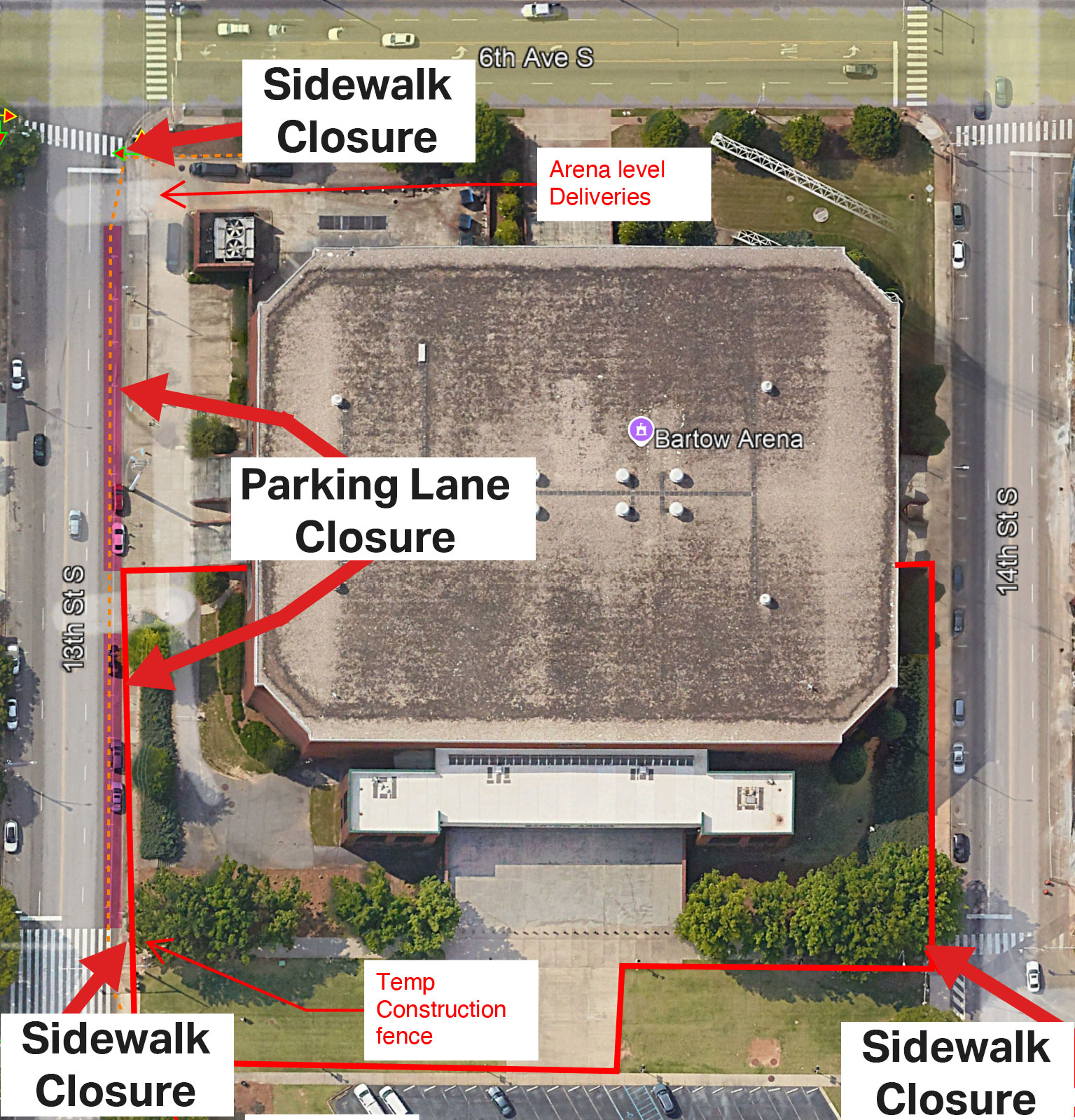 Sidewalk, parking lane to close for Bartow Arena for renovations