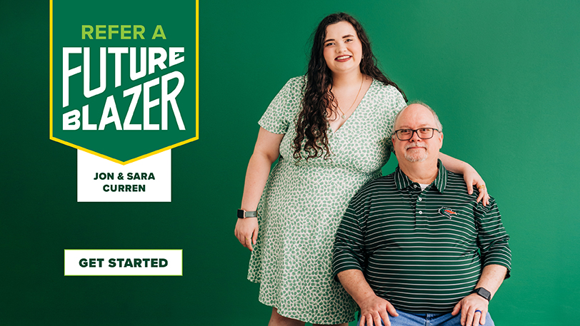 Refer a Future Blazer: Jon and Sara Curren. Get Started.