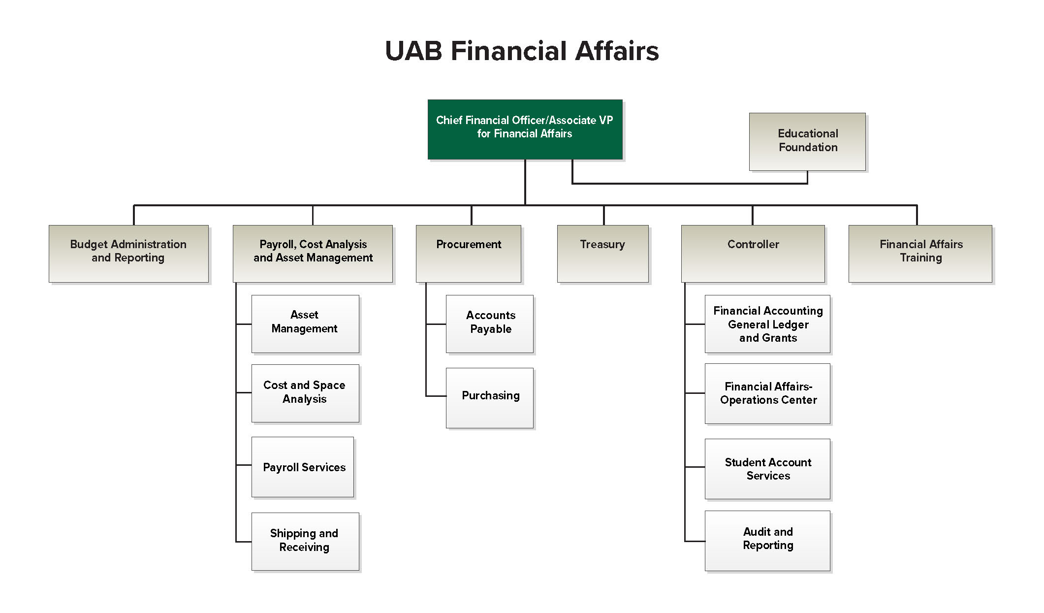 Organizational Chart Financial Affairs UAB