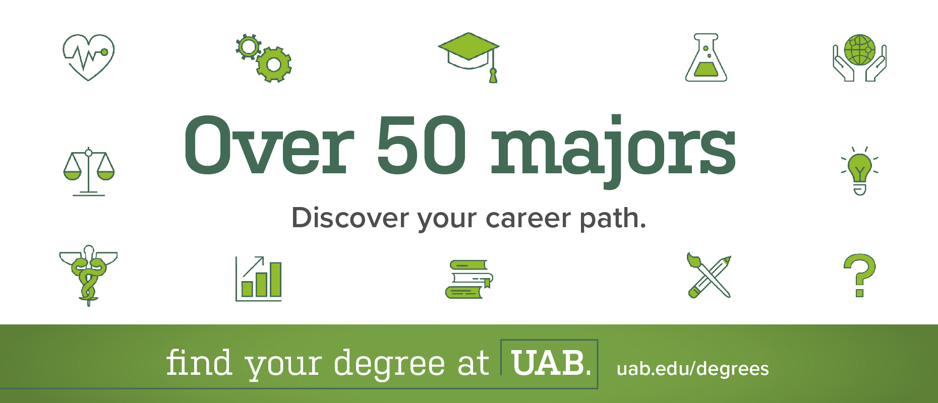 Over 50 majors. Discover your career path. Find your degree at UAB.