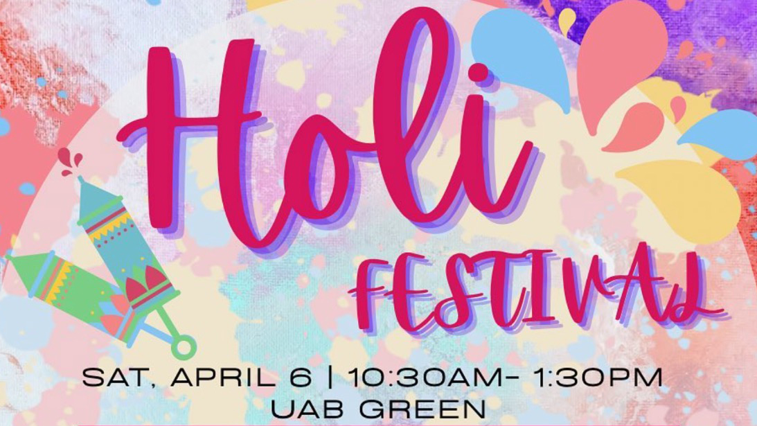 Holi Festival: Saturday, April 6, 10:30am to 1:30pm on the Campus Green