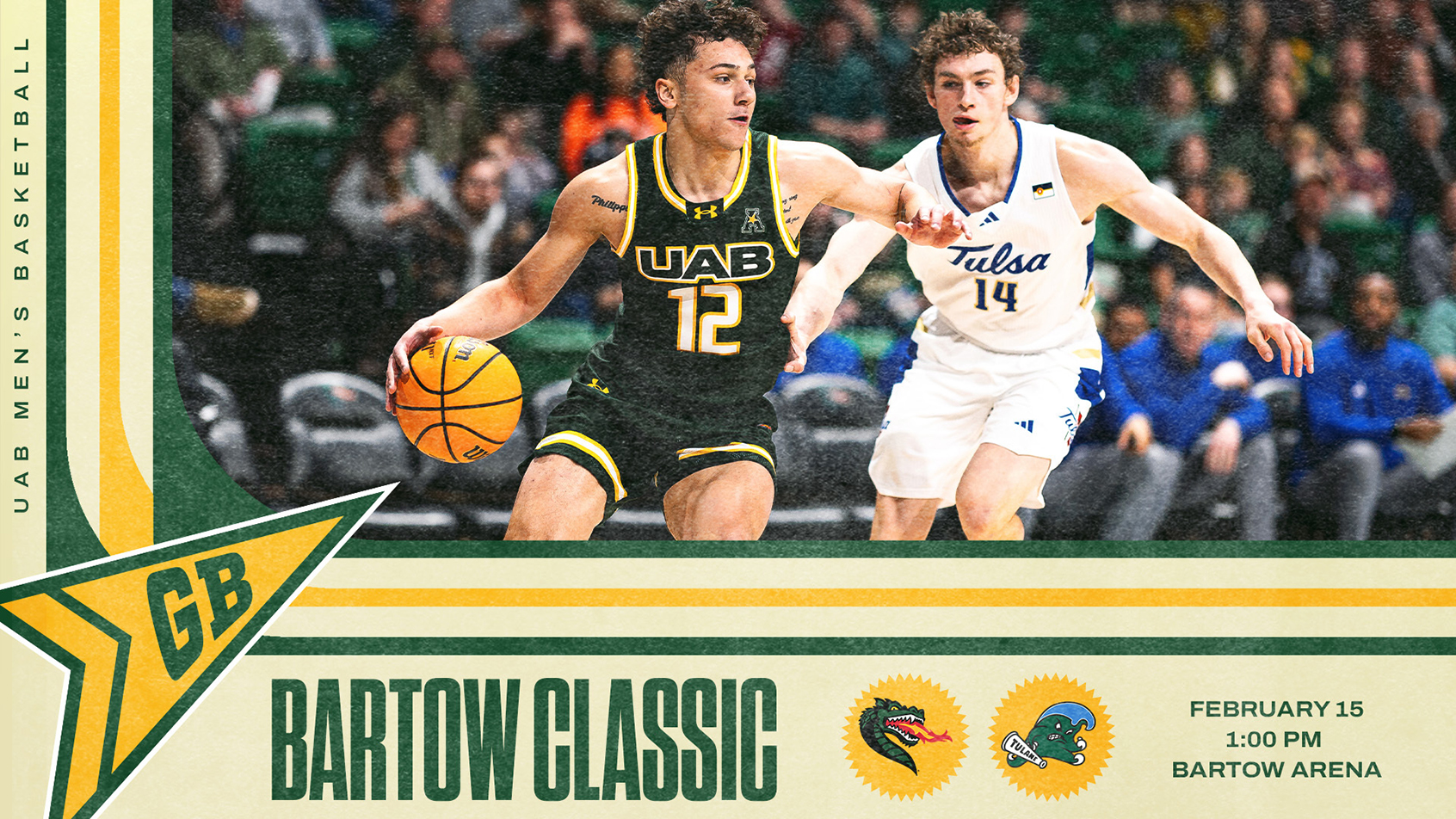 UAB Men's Basketball Bartow Classic: February 15, 1:00pm in Bartow Arena.