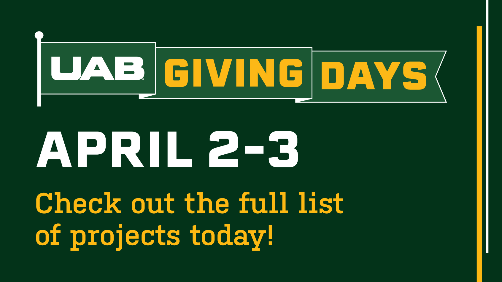 UAB Giving Days: April 2-3. Check out the full list of projects today!
