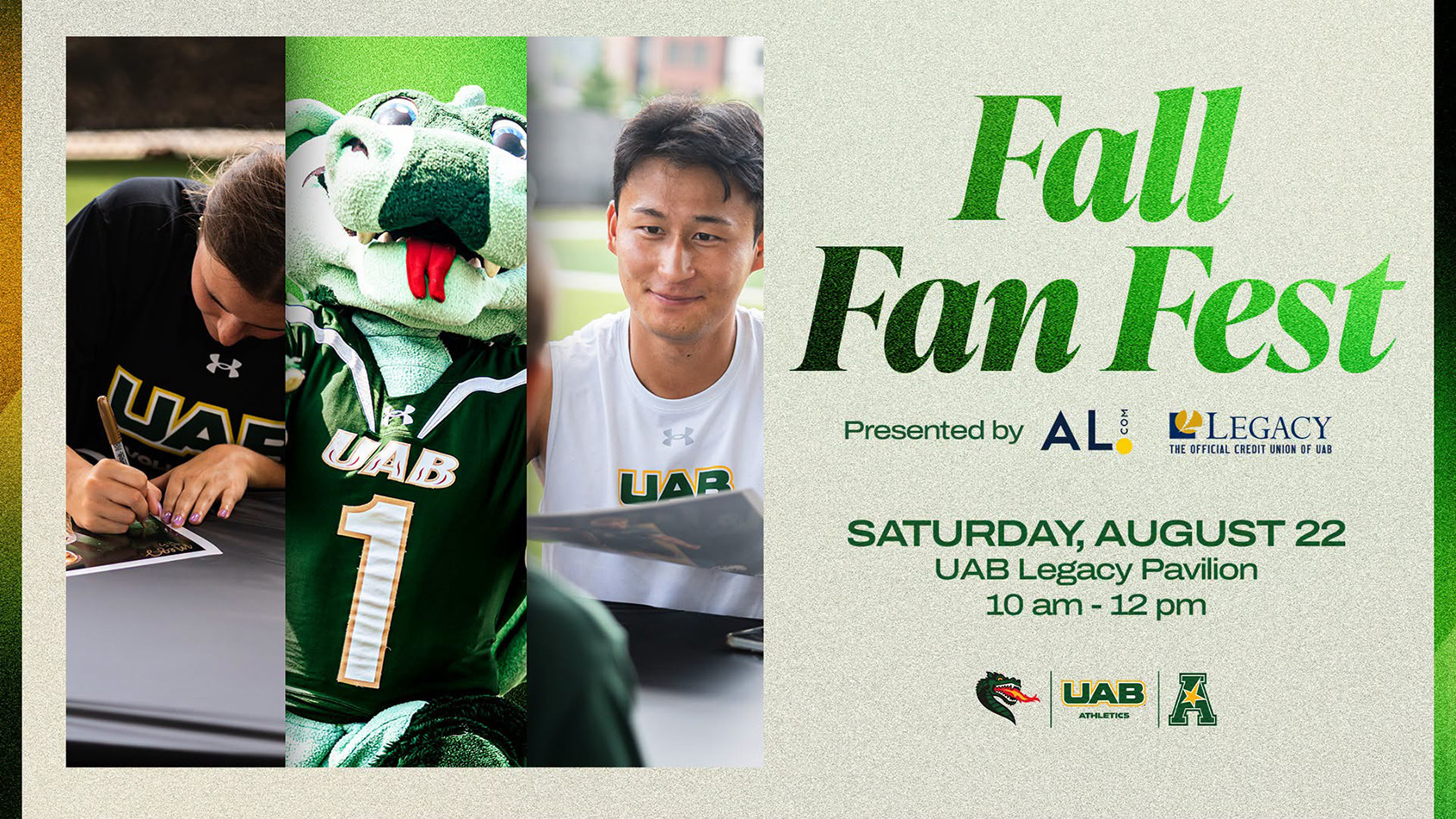 Fall Fan Fest: Saturday, August 22 at UAB Legacy Pavilion from 10:00am to noon