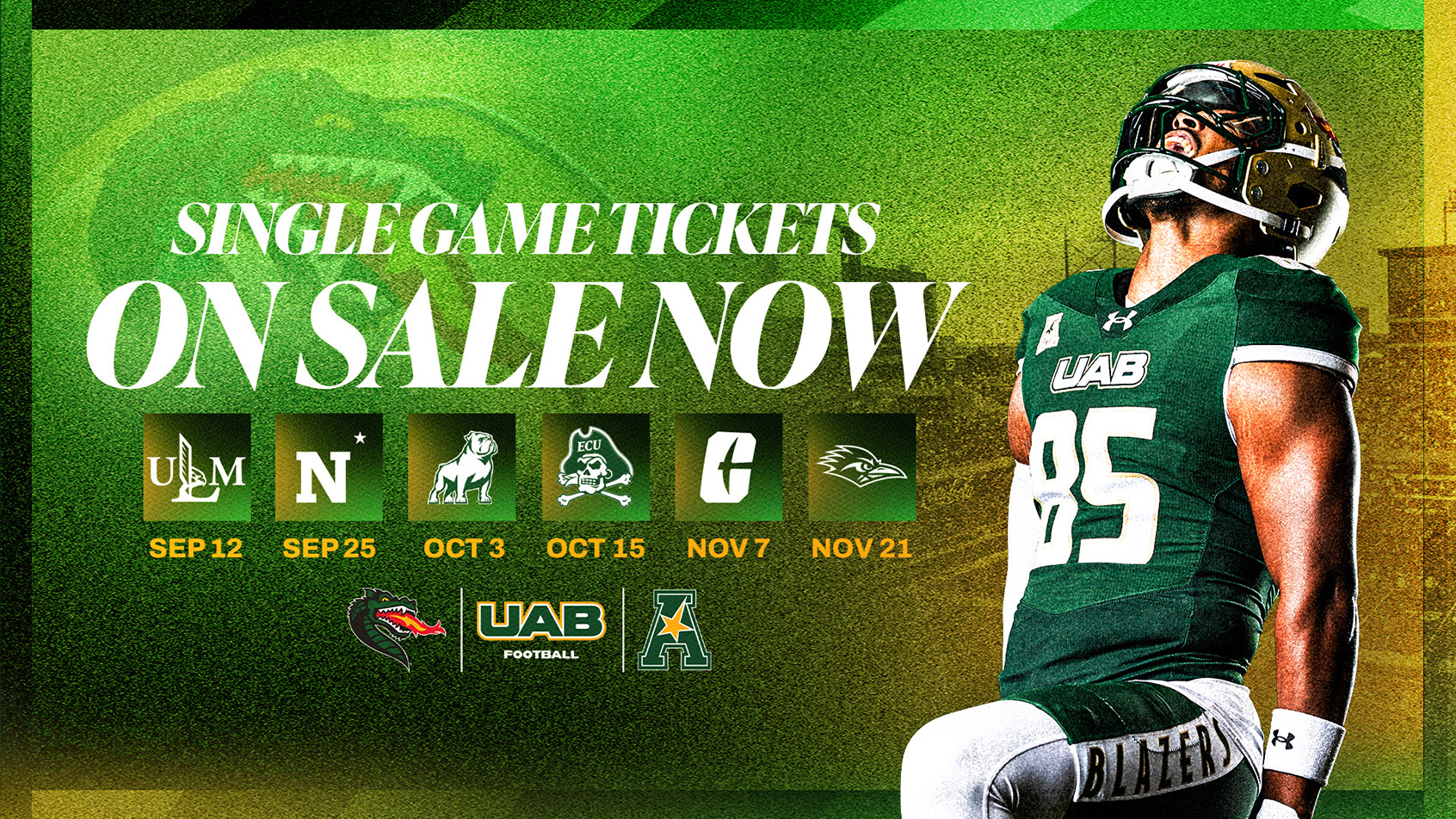 UAB Football 2026 single game tickets on sale now