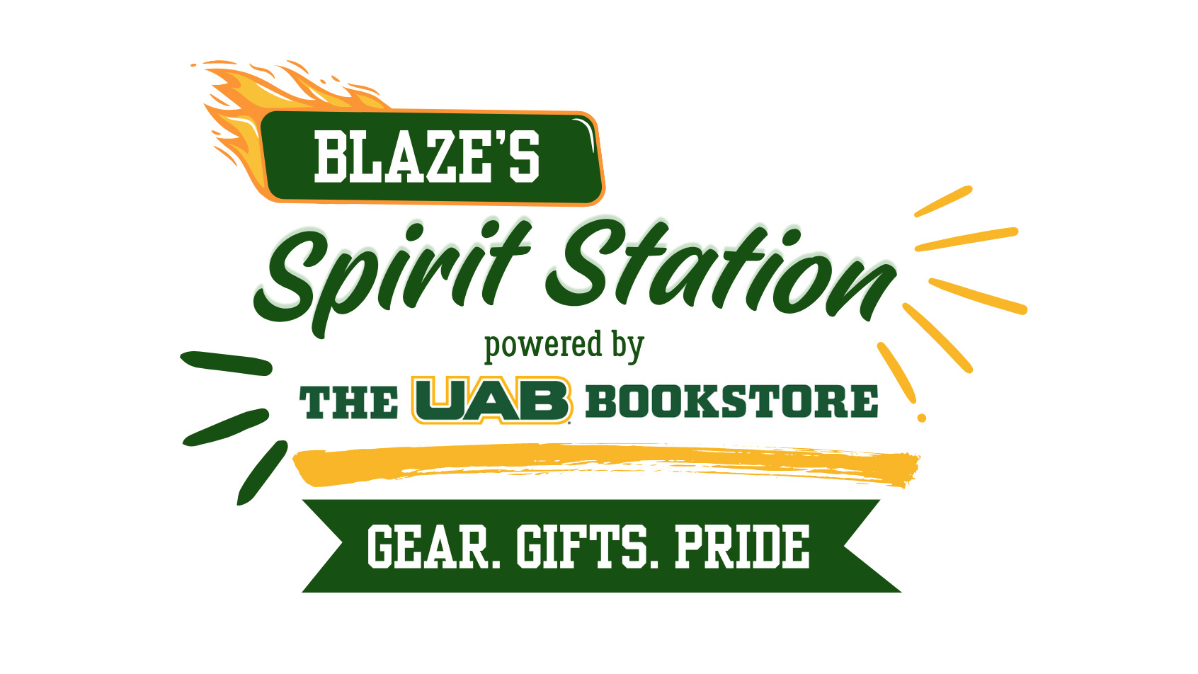 Blaze's Spirit Station powered by the UAB Bookstore. Gear. Gifts. Pride.