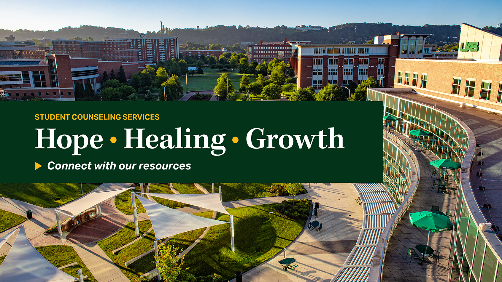 Student Counseling Services: Hope, Healing, Growth. Connect with our resources.