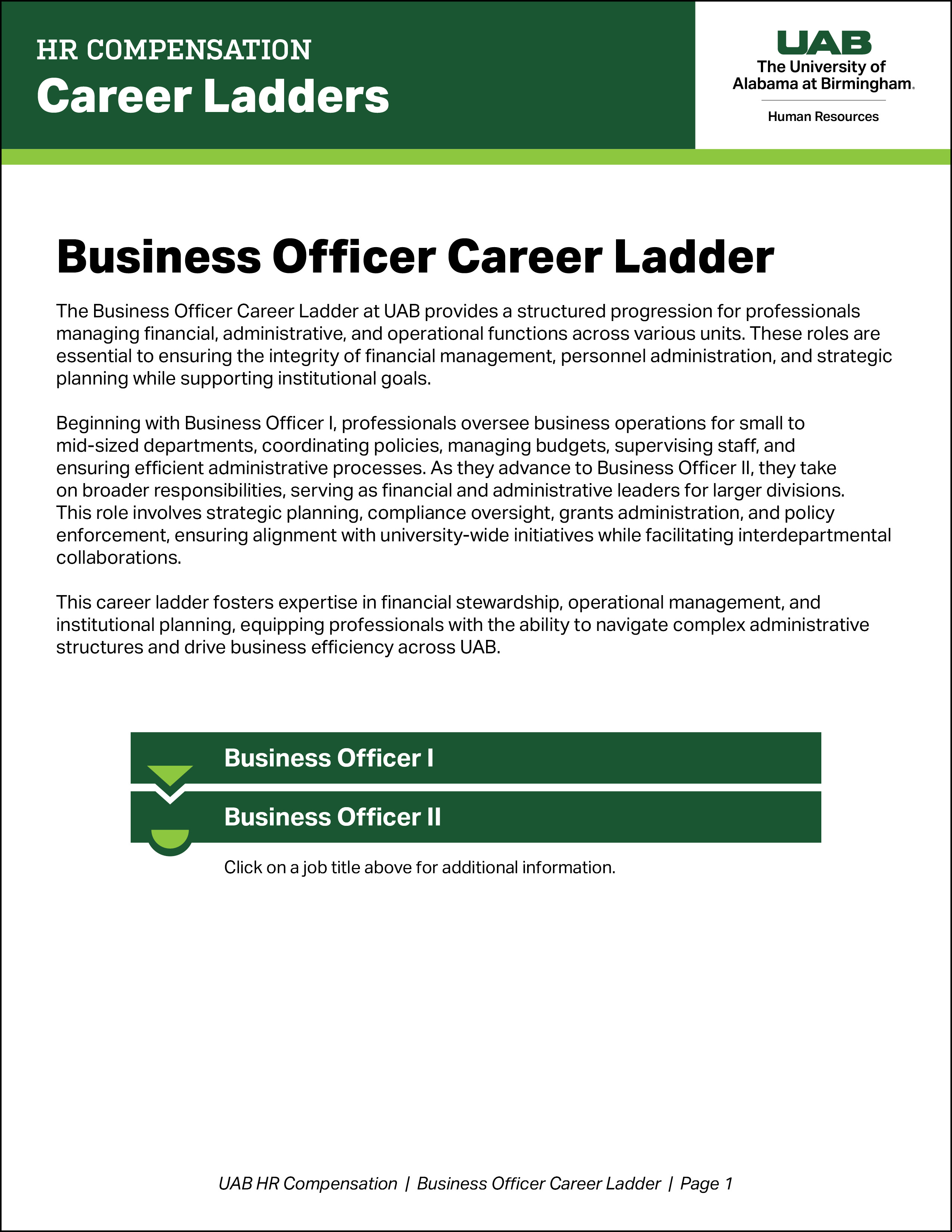 Business Officer Career Ladder