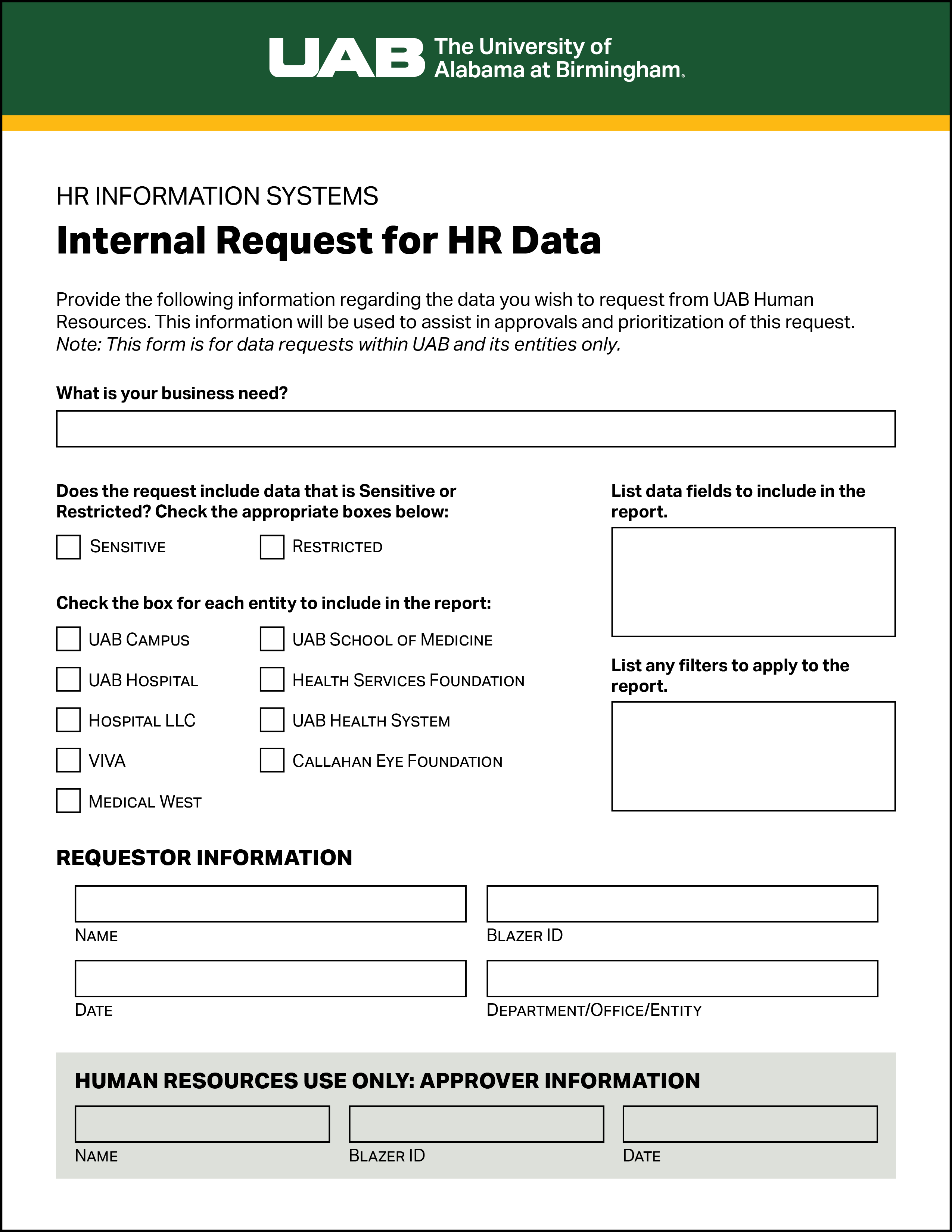 Internal Request for HR Data