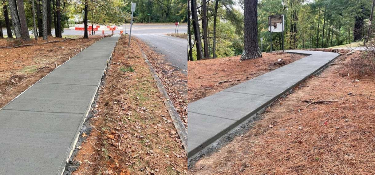 Pictures of newly poured sidewalks.