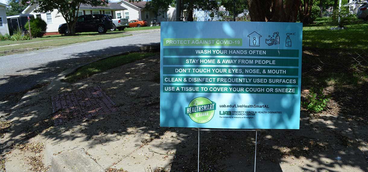 A Live HealthSmart sign featuring ways to protect yourself against Covid-19.