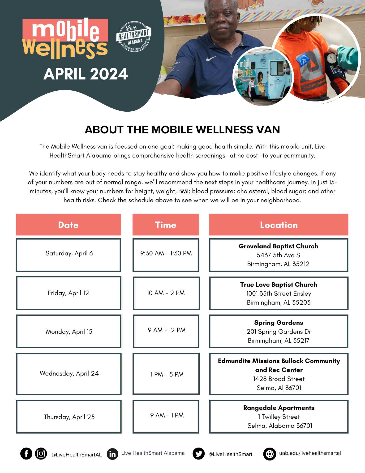 Mobile Wellness Van Schedule 2023