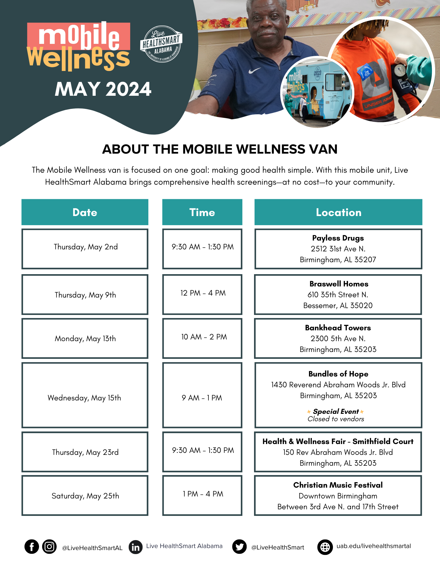 Mobile Wellness Van Schedule 2023