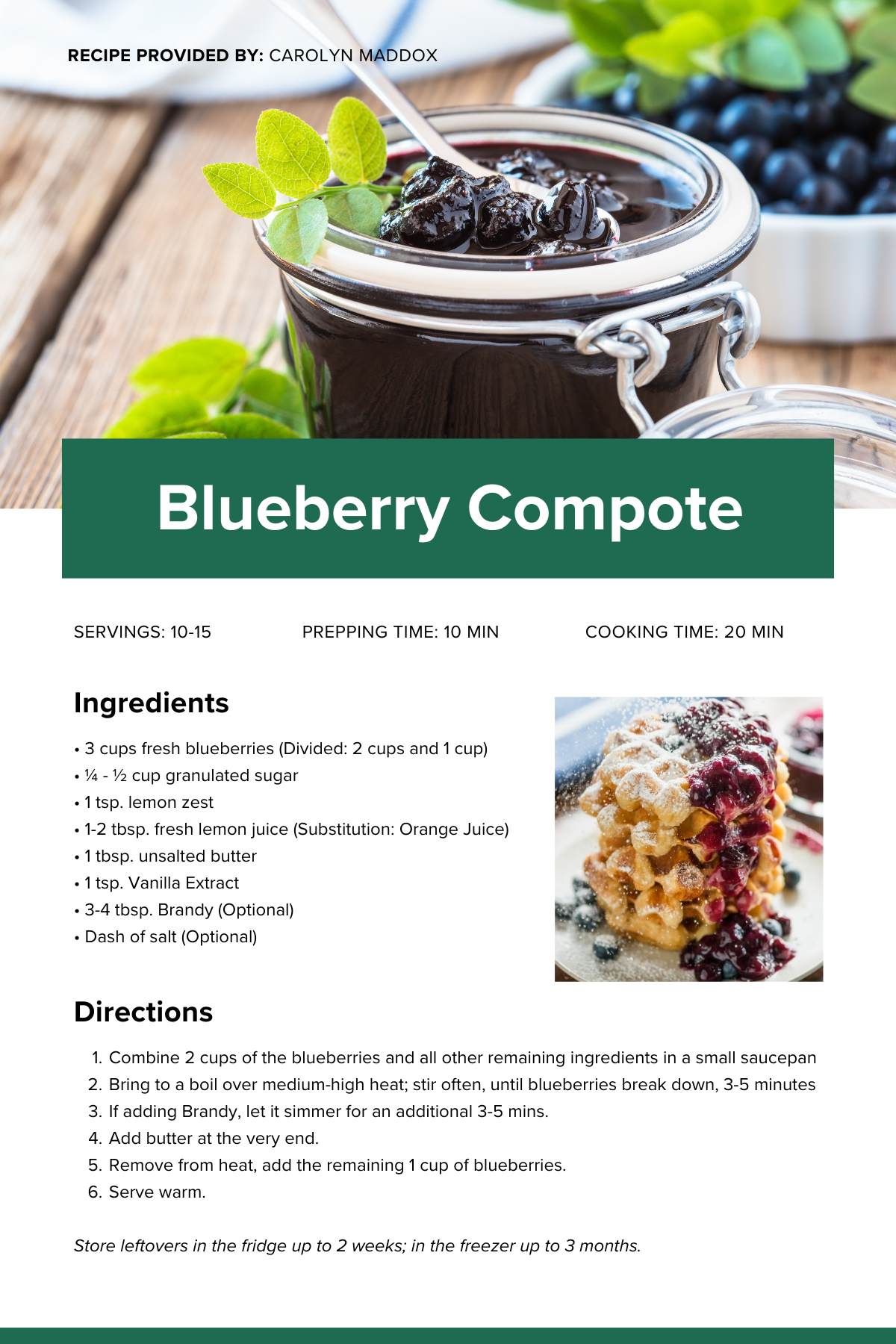Juneteenth Recipe Card Blueberry Compote