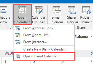 Open Shared Calendar