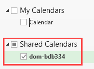 Shared Calendar Heading in Outlook