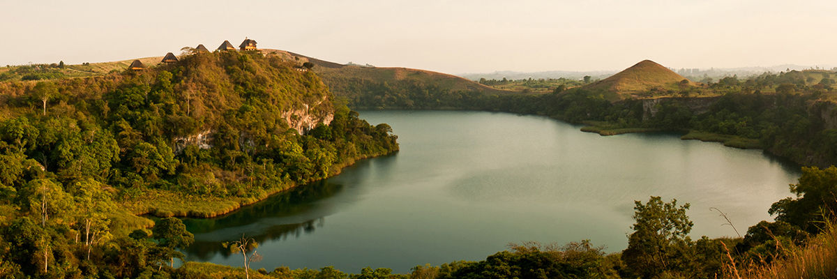 Image of a crater lake in Fort Portal, Uganda at sunset