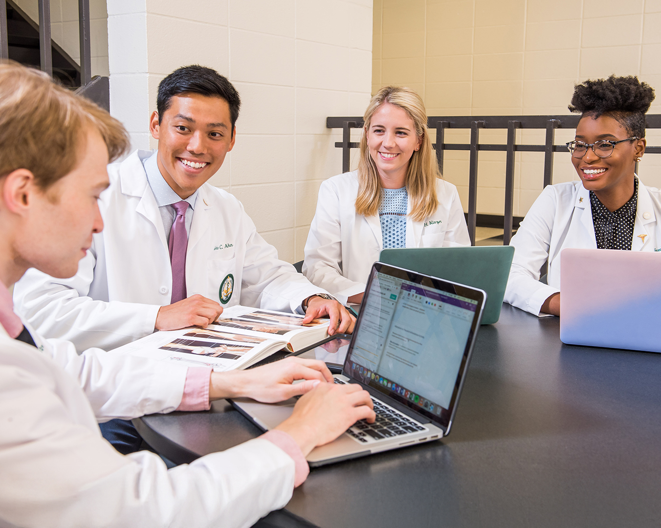 group of students studying