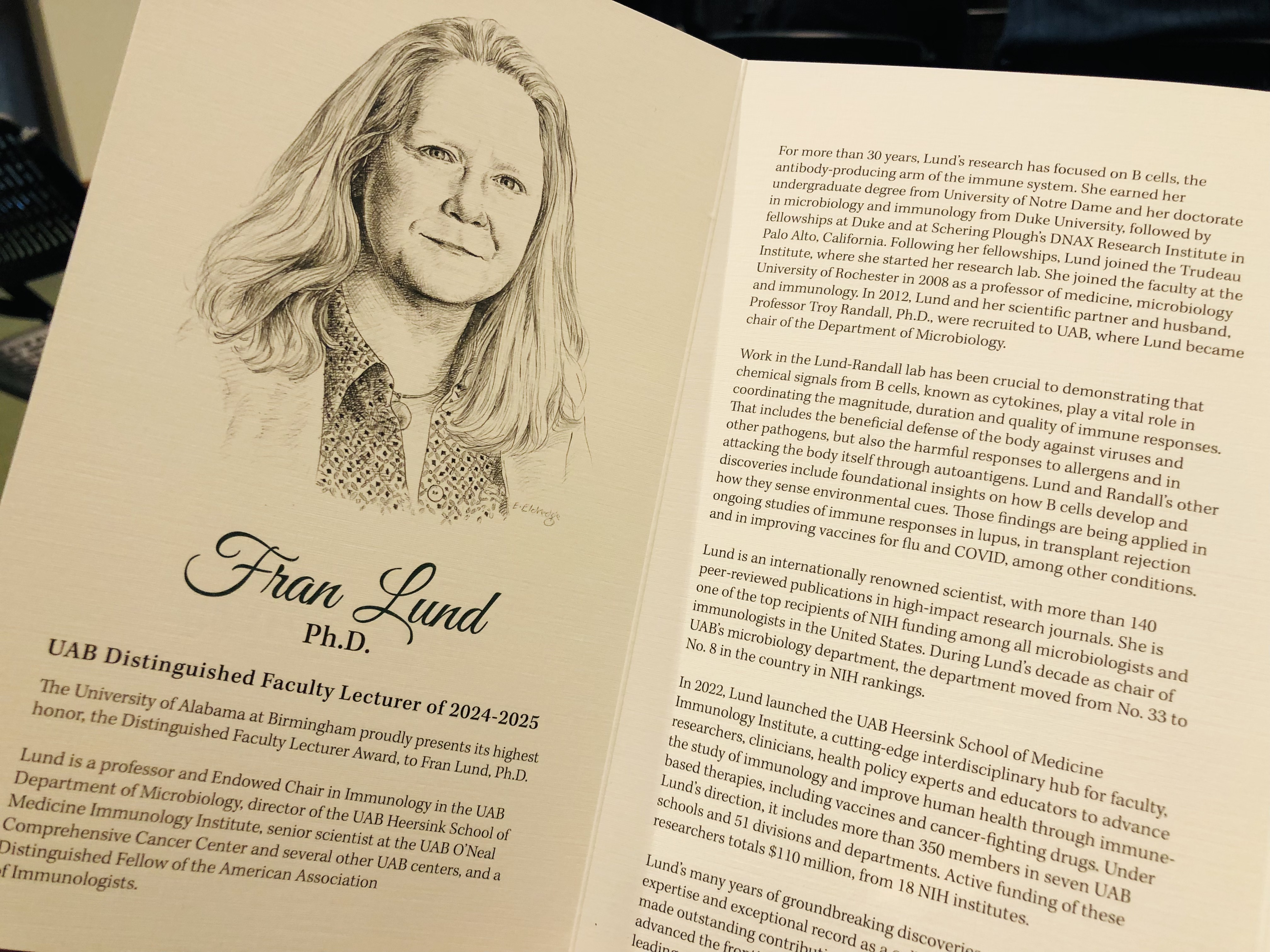 Institute Director Dr. Lund is 2024–2025 Distinguished Faculty Lecturer