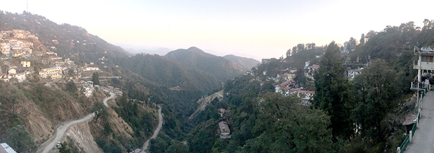 Sunset over the Himalayan foothills in Mussoorie, India