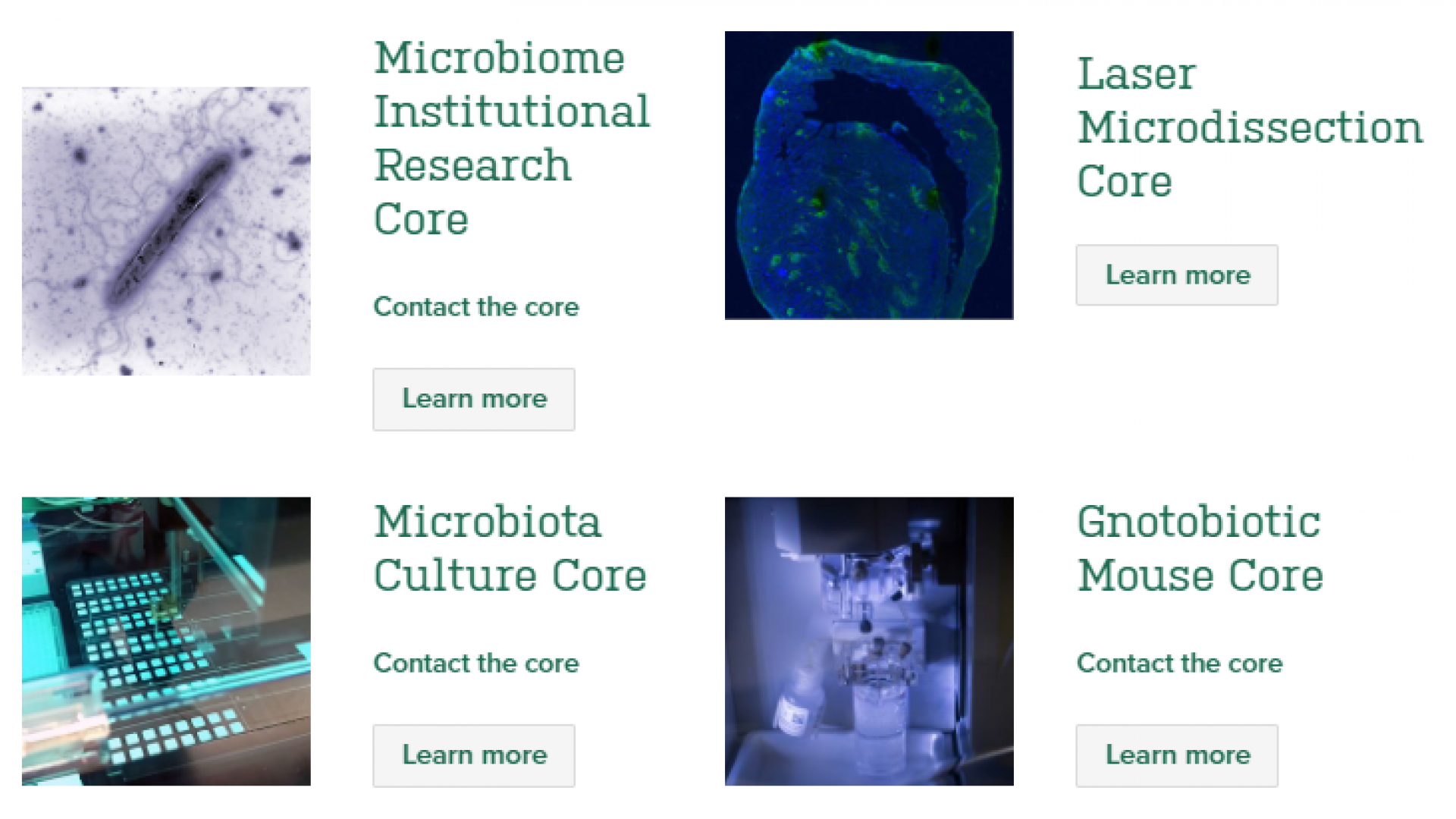 Microbiome Center Cores
