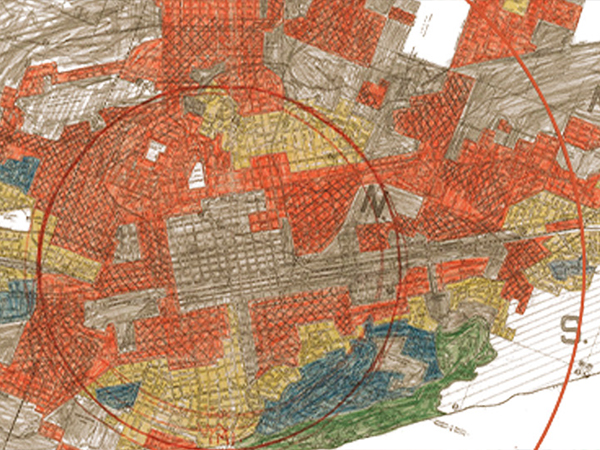 Map showing lending risk "redlining" in Birmingham circa 1933.