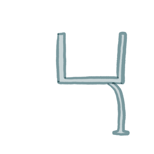 Animated illustration of a football arcing over a goalpost.