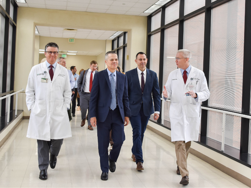 Dr. Jeffrey Kerby, left, during a visit from Lt. Gen. John. J. DeGoes, Surgeon General of the United States Air Force and U.S. Space Force.