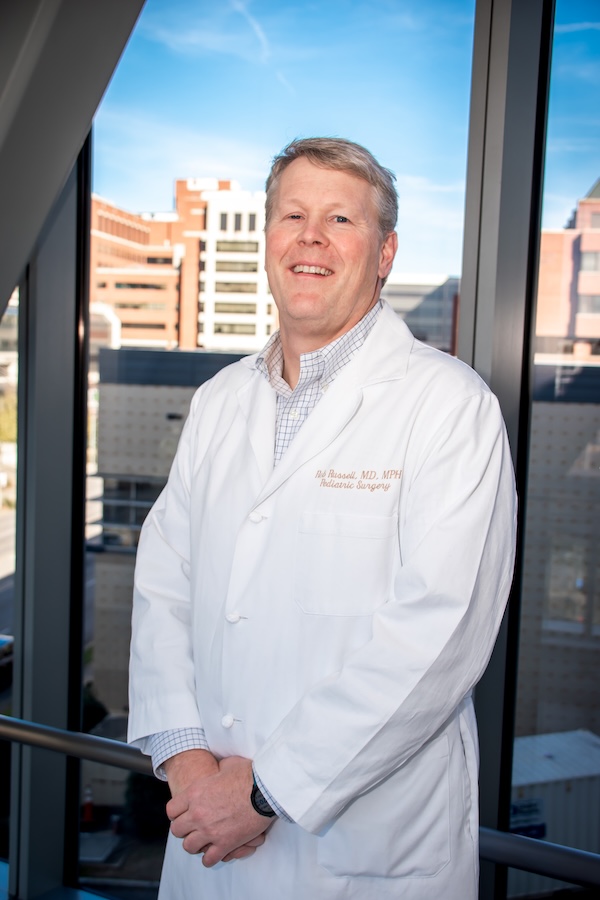 Dr. Robert Russell in front of Children's of Alabama.