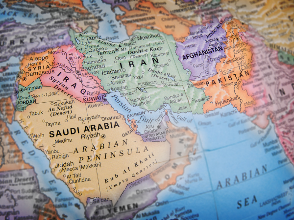 Globe showing Pakistan and Saudi Arabia