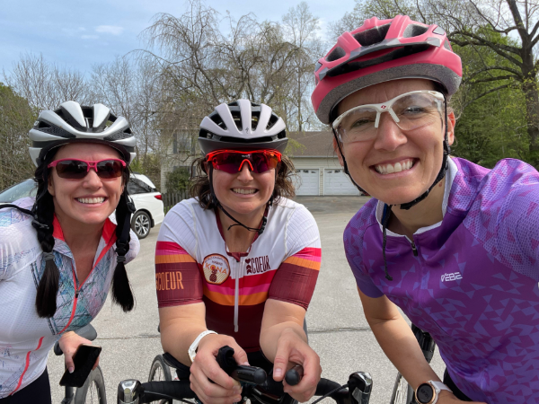 Abigail biking with friends
