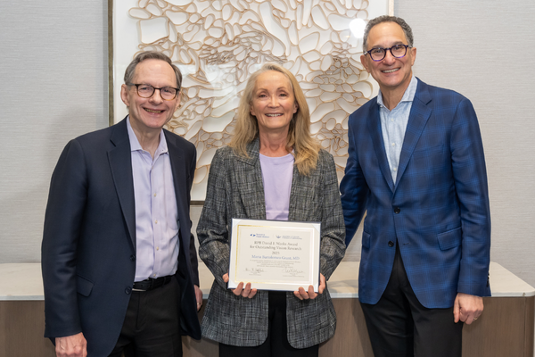From left: Brian Hofland, Ph.D., President of Research to Prevent Blindness; Maria Grant, M.D., FARVO; and Paul Sternberg, Jr., M.D., Chief Executive Officer, Association of University Professors of Ophthalmology
