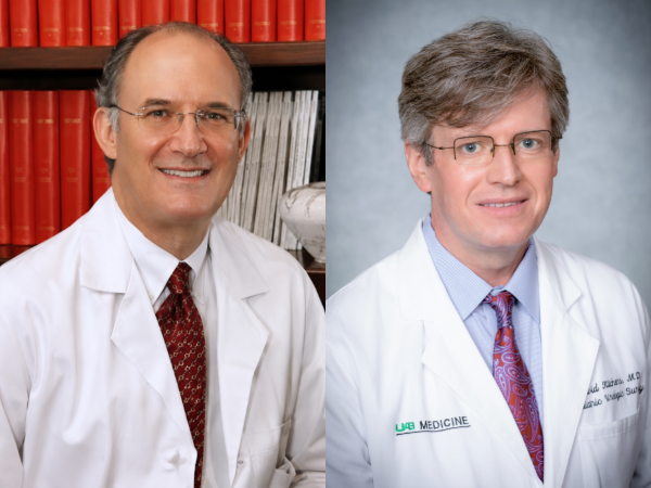 Portraits of Joseph David, M.D., and Kitchens, M.D., shown side by side, both wearing white lab coats.