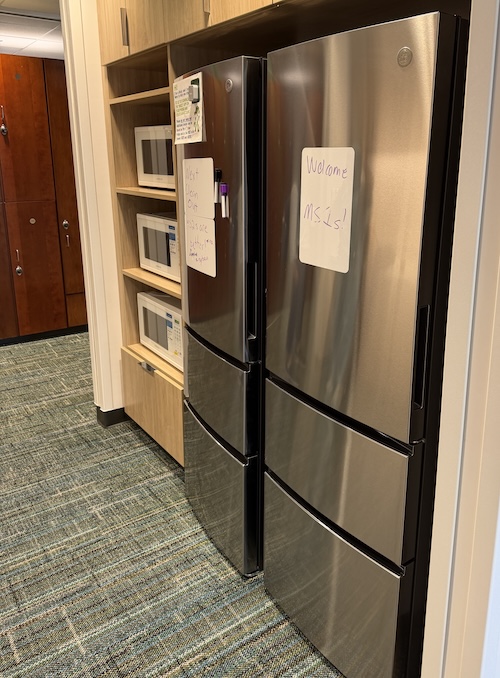 Stainless steel refrigerators.