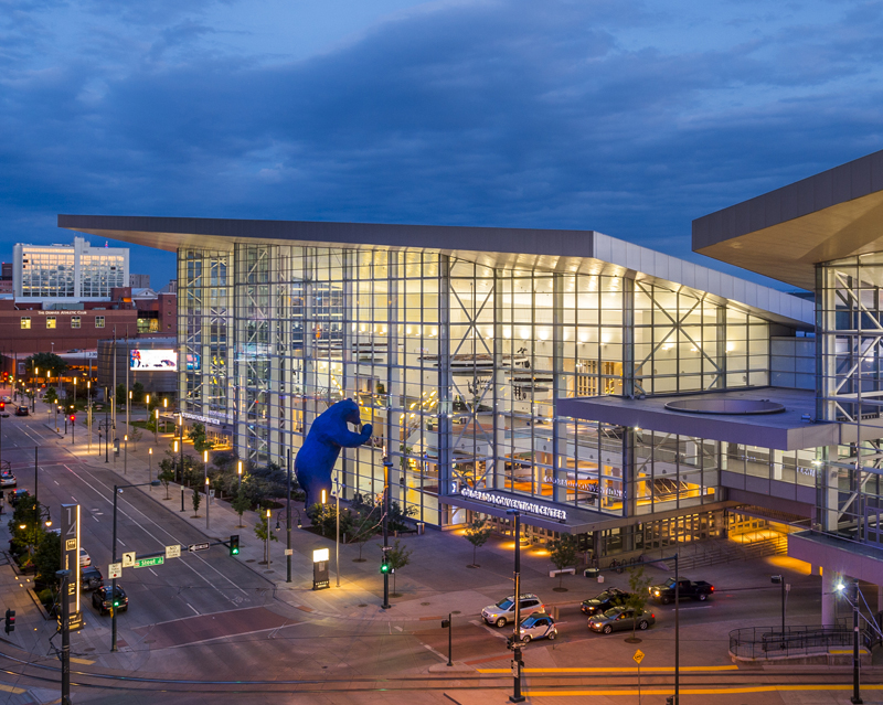 a far away view of the Colorado Convention Center