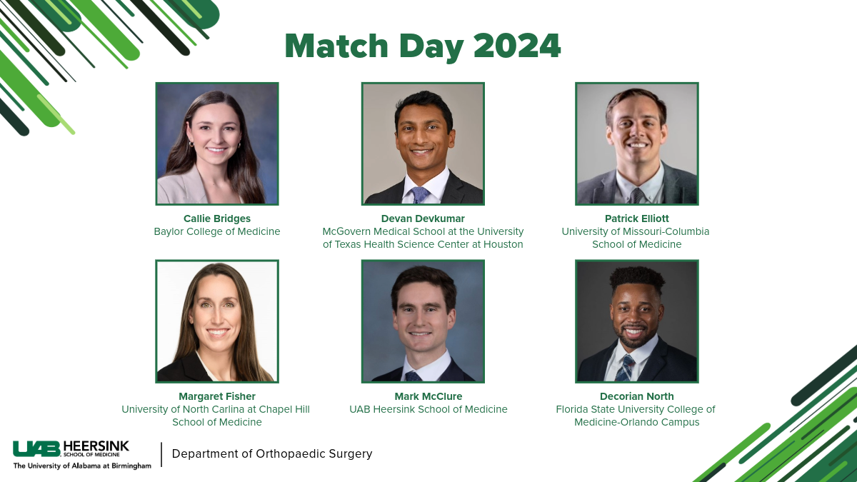 Medical students match into the UAB Department of Orthopaedic Surgery