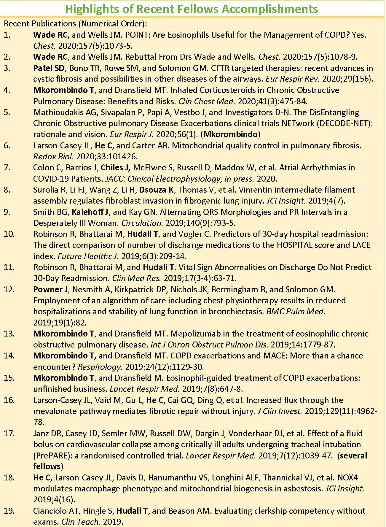 Highlights of Recent Fellows Accomplishments1 Page 1