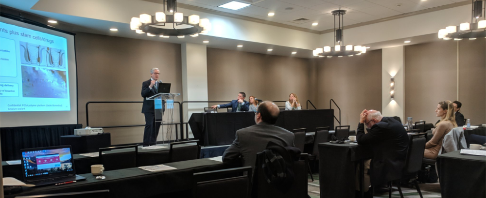 Guest speaker Dr. Fabrizio Michelassi speaks on his techniques for the surgical management of Crohn's disease at the third annual UAB Surgery CME Course on Feb. 1, 2019, at the Hilton Birmingham at UAB.