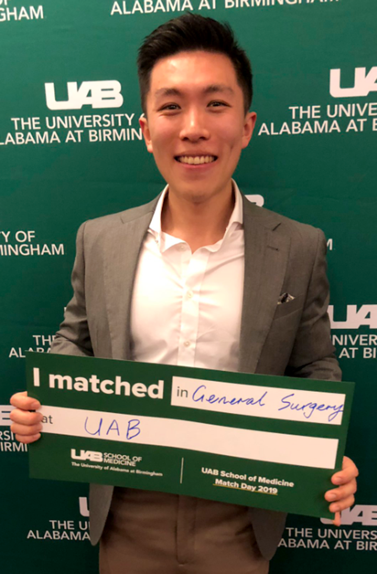 China Medical University's Ron Wang matches into general surgery at UAB at this year's Match Day celebration at the Alys Stephens Center on Friday, March 15, 2019. Wang currently works in the research lab of Department of Surgery Chair Dr. Herbert Chen.