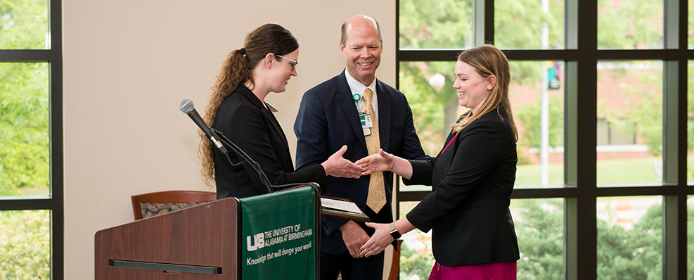 Incoming general surgery resident Dr. Mary Smithson is named the 2018 recipient of the Robert J. Cerfolio Award for Outstanding Medical Student in General Surgery and the Mary T. Hawn Award for Outstanding Woman Medical Student at the May 18 UAB School of Medicine Birmingham campus awards luncheon at the UAB National Alumni Society House.