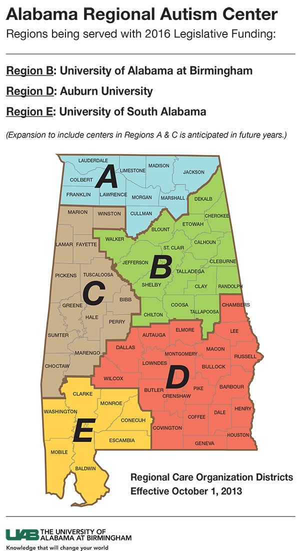 2016 Autism map Alabama counties
