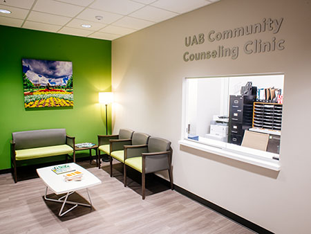 School of Education Community Counseling Clinic. Interior of the waiting room, October 2021.