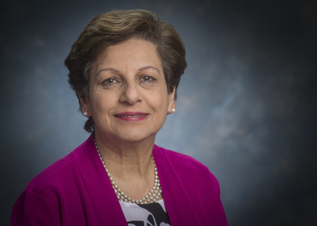 Head shot of Dr. Mona Fouad, MD (Professor/Sr. Associate Dean, Preventive Medicine), 2018.