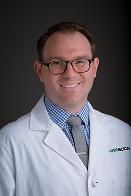 Head shot of Dr. J. Bart Rose, MD (Assistant Professor, Surgery - Oncology) in white medical coat, 2017.