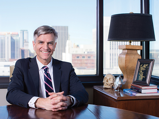 Environmental headshot of Dr. James Markert, MD (Professor and Chair, Neurosurgery) in his office, 2020.